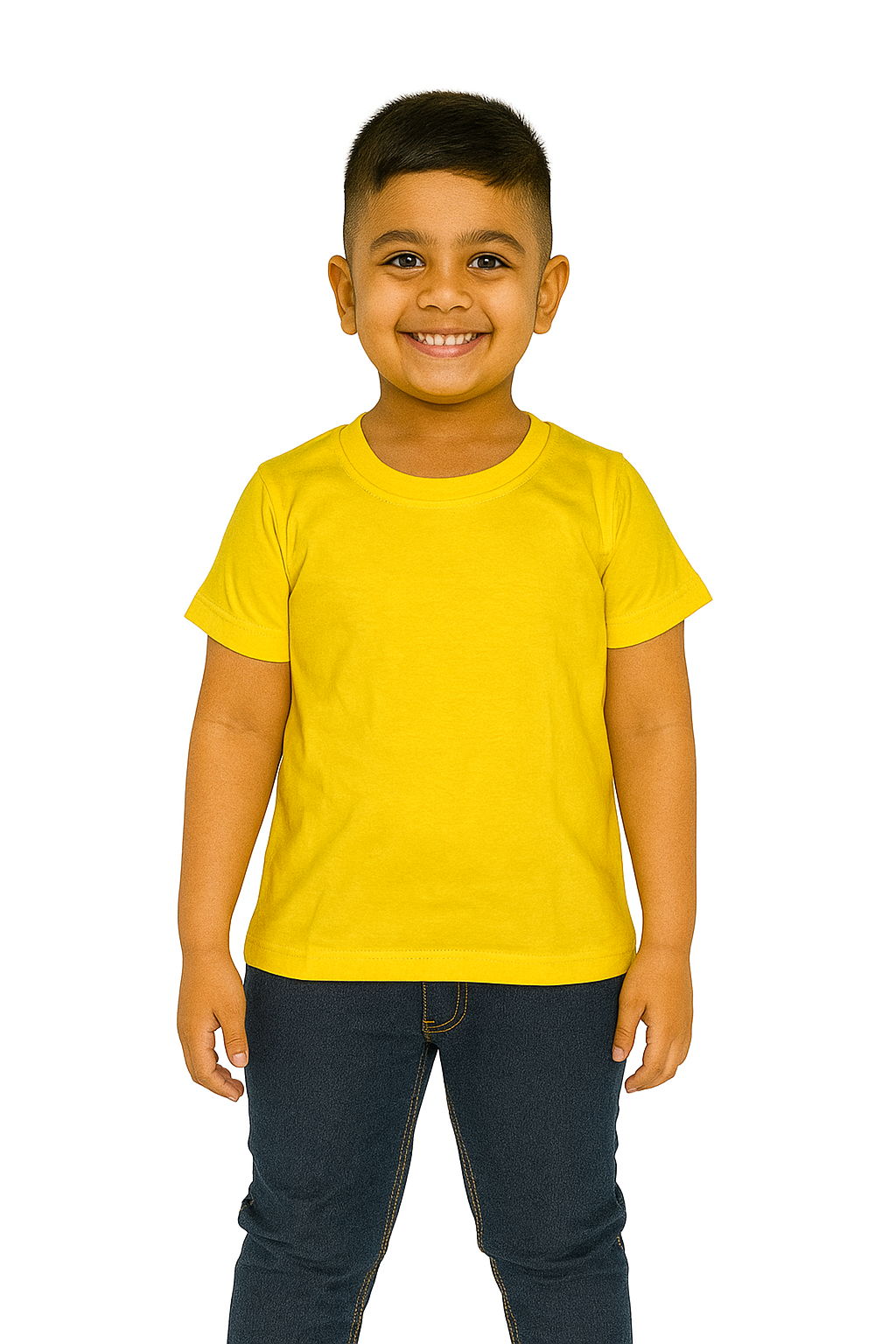 Kids Yellow Half Sleeve Plain Tees – Comfortable Cotton Tee for Boys and Girls KTS047