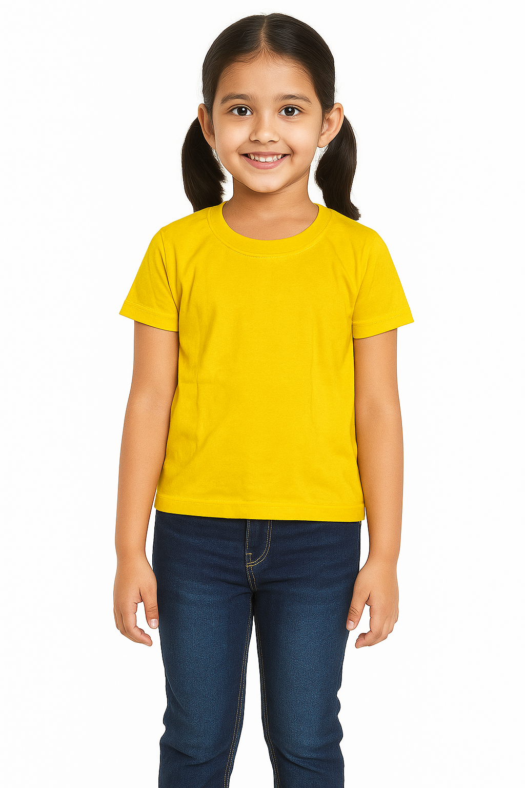 Kids Yellow Half Sleeve Plain Tees – Comfortable Cotton Tee for Boys and Girls KTS047