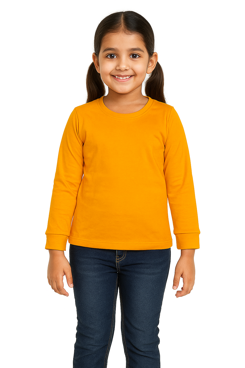 Kids Mustard Full Sleeve Plain Tees – Comfortable Cotton Tee for Boys and Girls KTS01