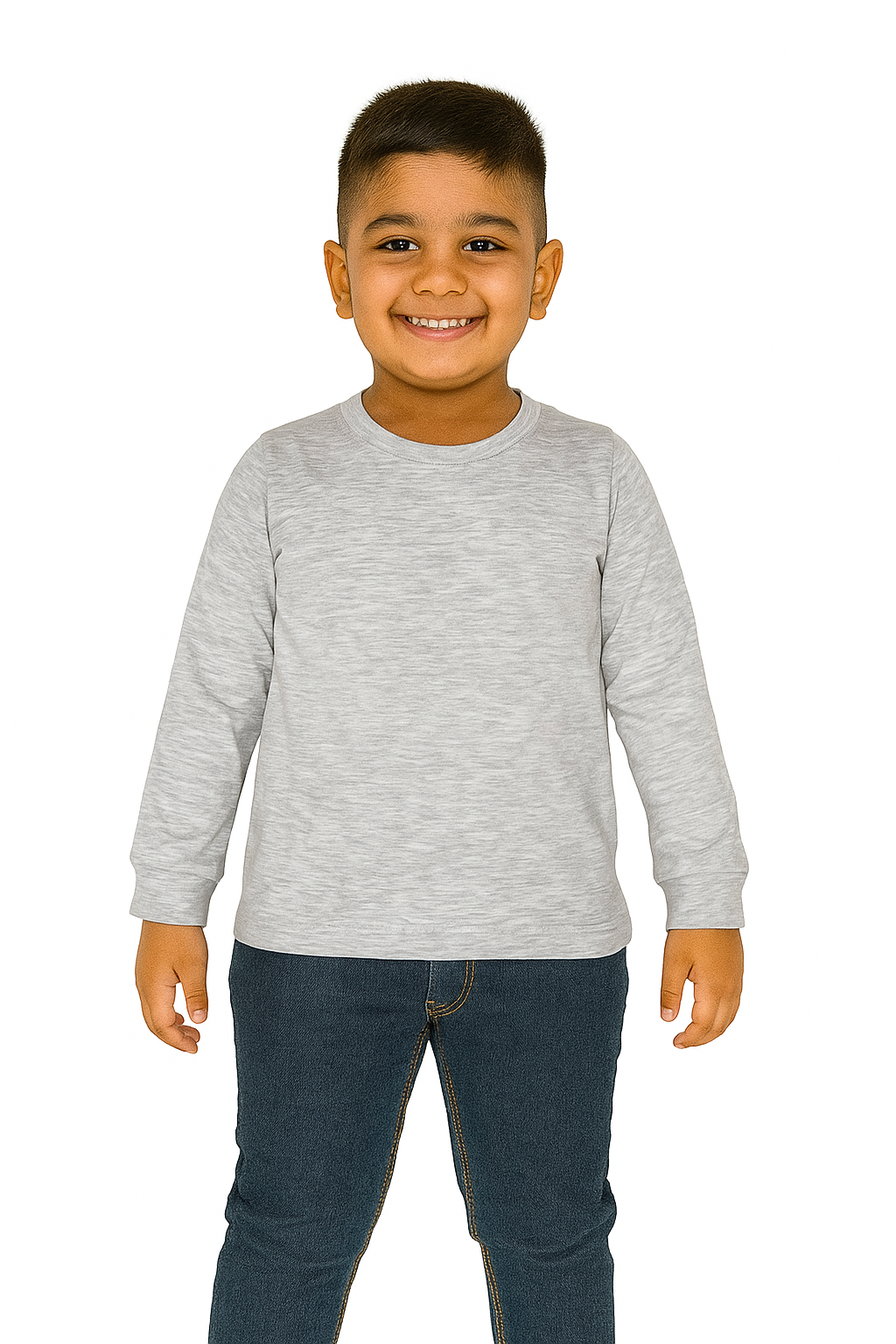 Kids Melange Full Sleeve Plain Tees – Comfortable Cotton Tee for Boys and Girls KTS03