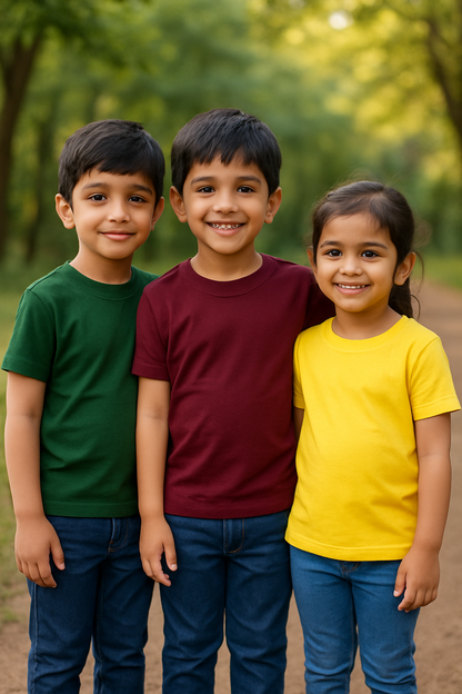 Plain T-Shirts Half Sleeve Pack of 3 (Yellow,Maroon & Dark Green) CTS08