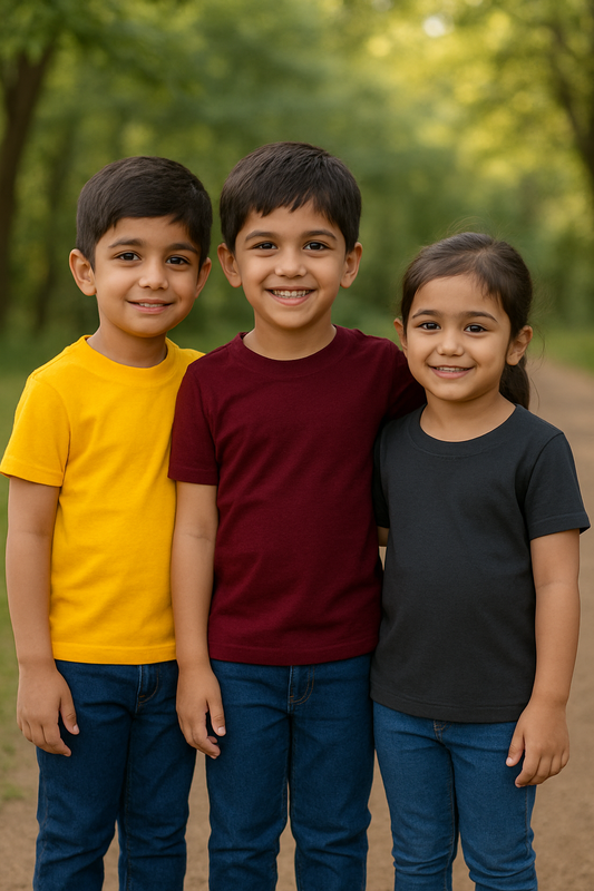 Plain T-Shirts Half Sleeve Pack of 3 (Dark Grey,Maroon & Mustard) CTS017