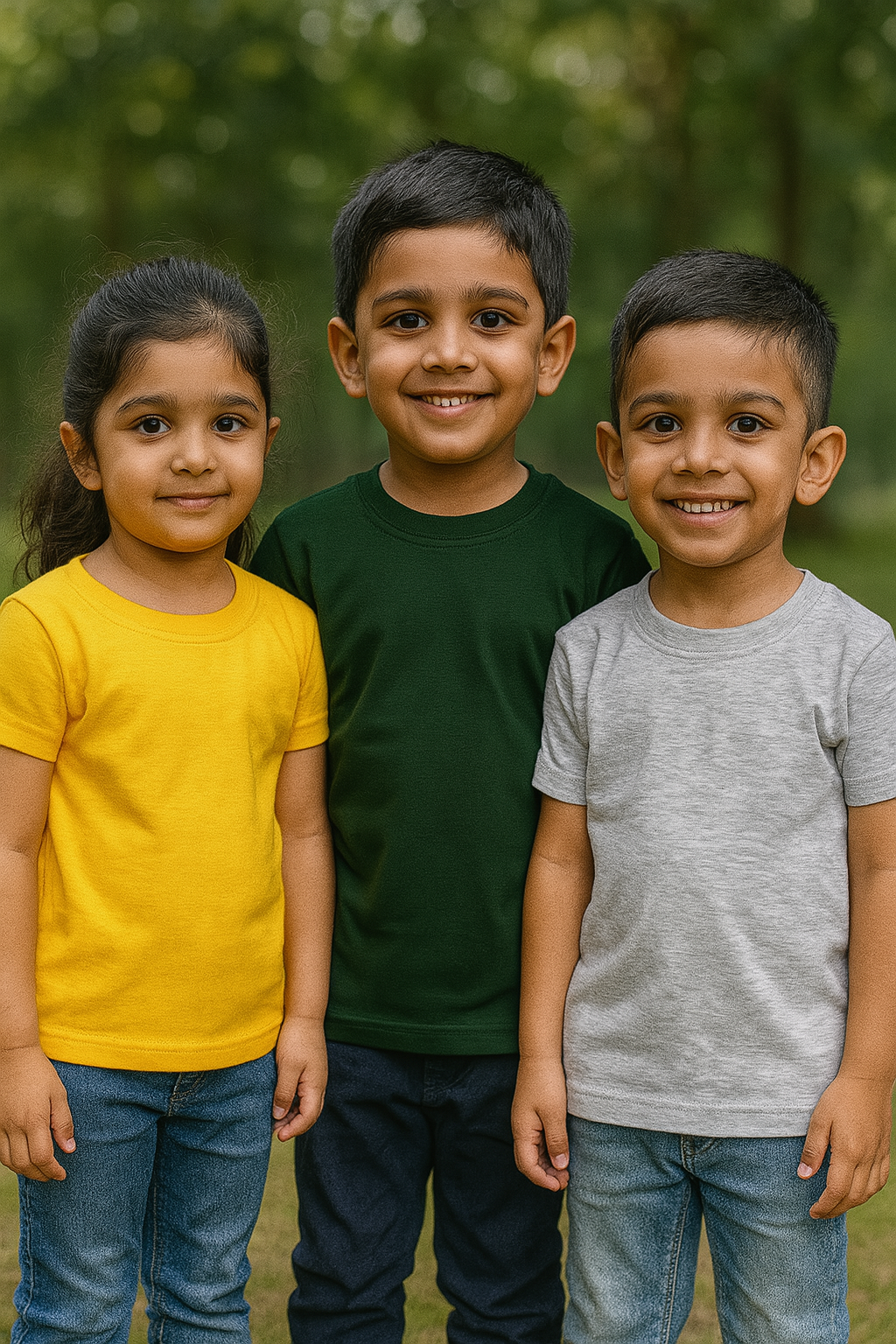 Plain T-Shirts Half Sleeve Pack of 3 (Melange,Dark Green & Mustard) CTS013