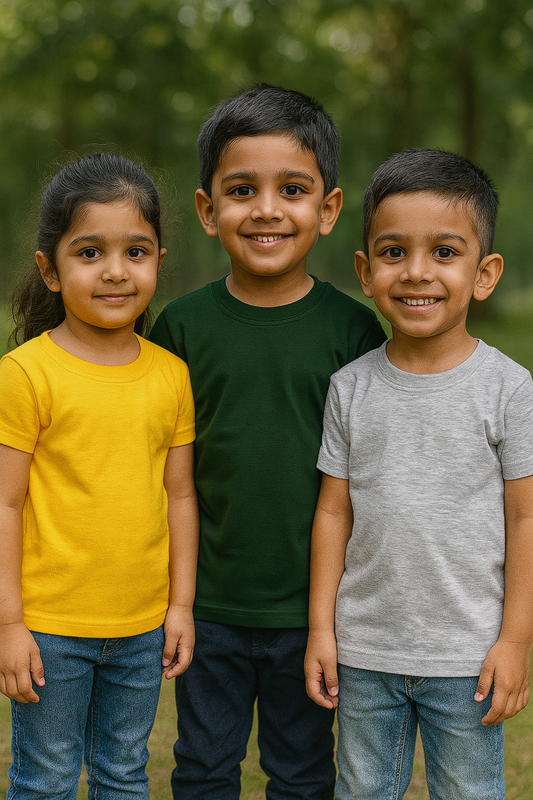 Plain T-Shirts Half Sleeve Pack of 3 (Melange,Dark Green & Mustard) CTS013