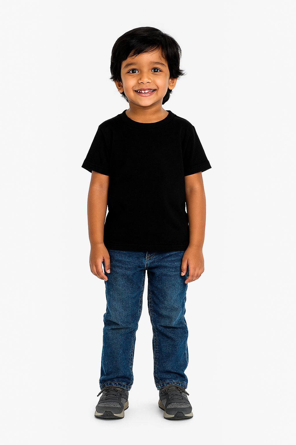 Kids Black Half Sleeve Plain Tees – Comfortable Cotton Tee for Boys and Girls KTS051