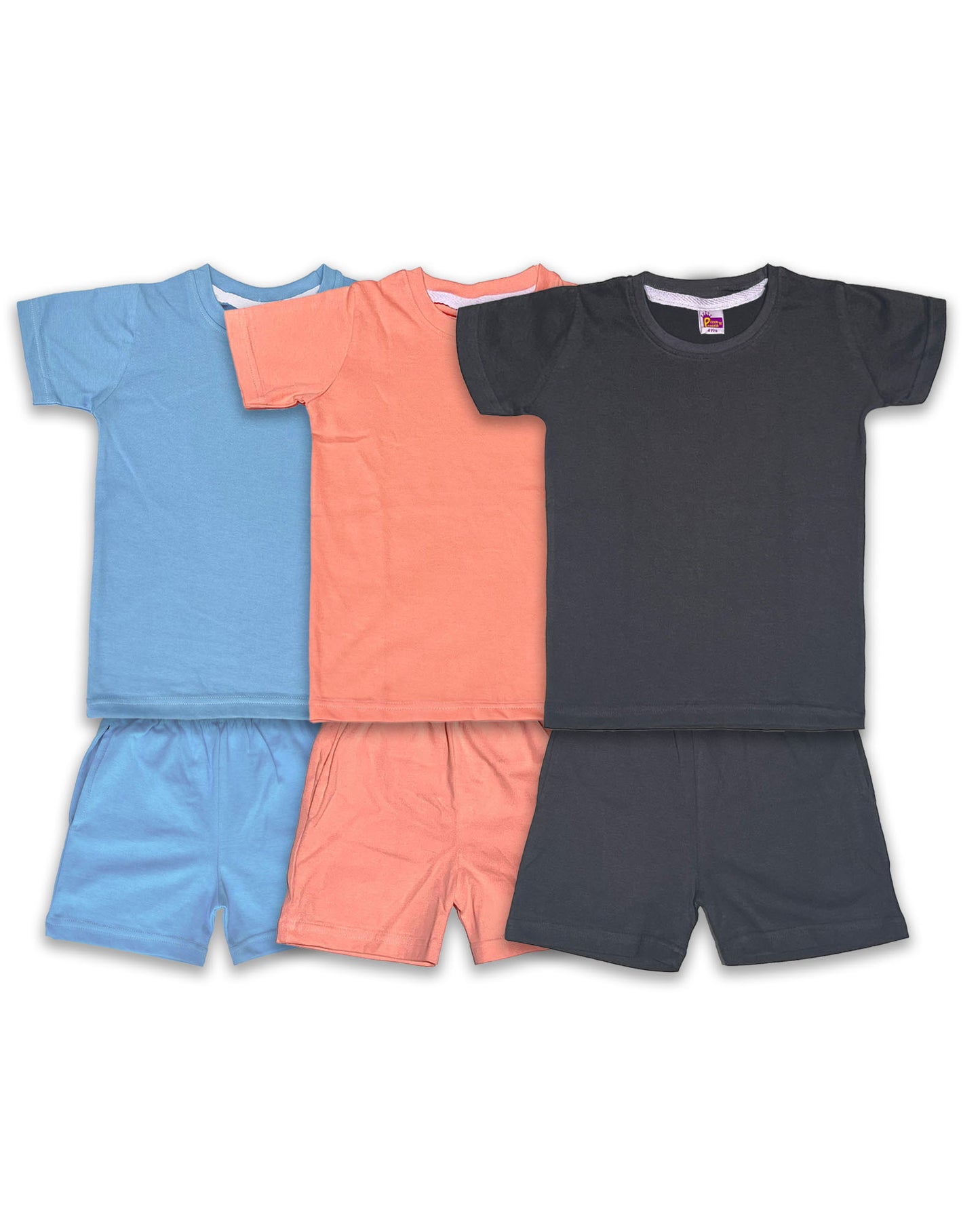 Plain Co-ord Set Pack of 3(Dark Grey,Peach & Ice Blue) CDC011