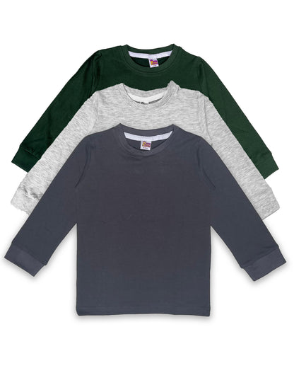 Plain T-Shirts Full Sleeve Pack of 3 (Dark Grey,Melange & Dark Green)  CTS05