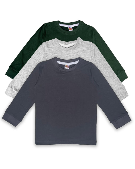 Plain T-Shirts Full Sleeve Pack of 3 (Dark Grey,Melange & Dark Green)  CTS05