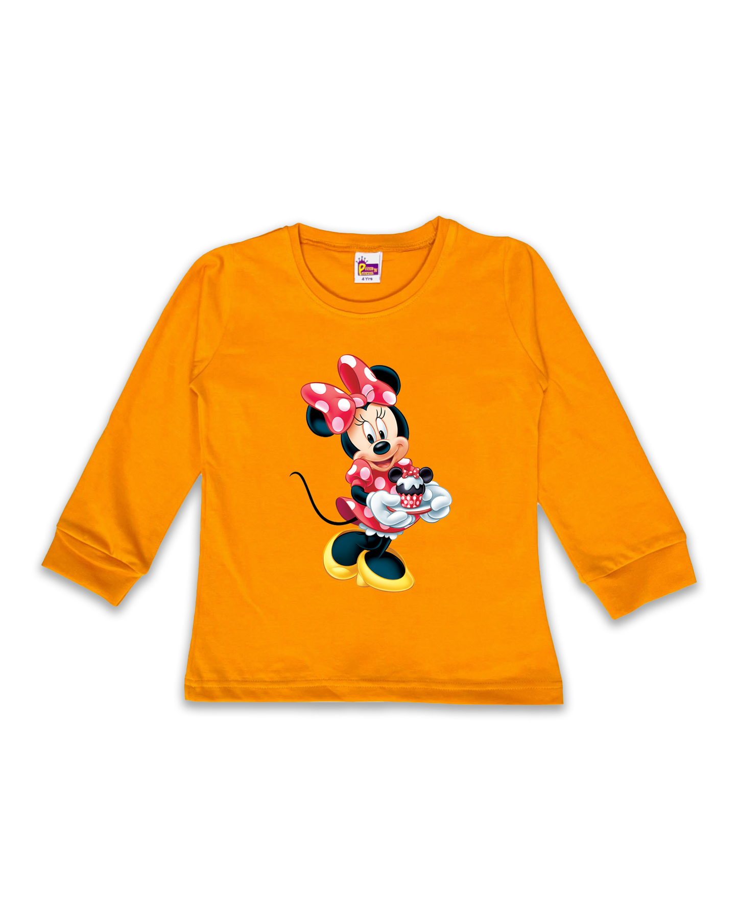 Kids’ Printed Full Sleeve Tees – Mustard Tees for Girls FTS0137
