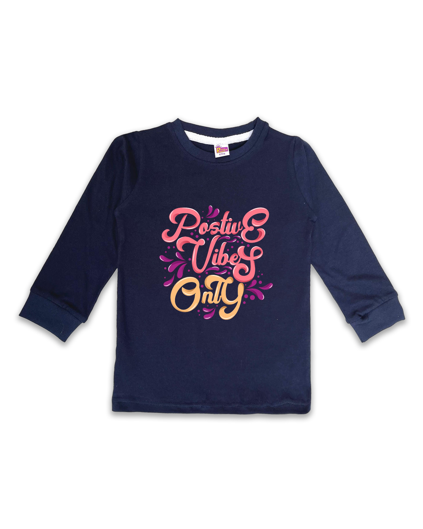 Kids’ Printed Full Sleeve Tees – Navy Tees for Girls FTS0163