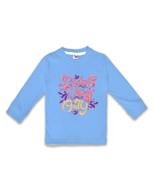 Kids’ Printed Full Sleeve Tees – Ice Blue Tees for Girls FTS0164