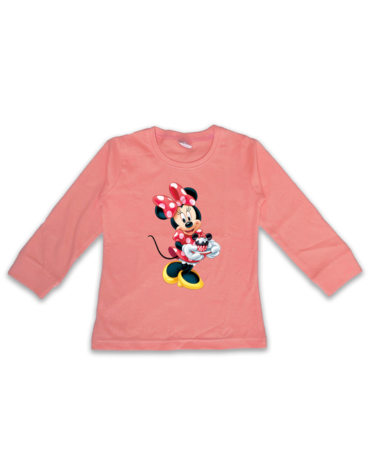 Kids’ Printed Full Sleeve Tees – Peach Tees for Girls FTS0142