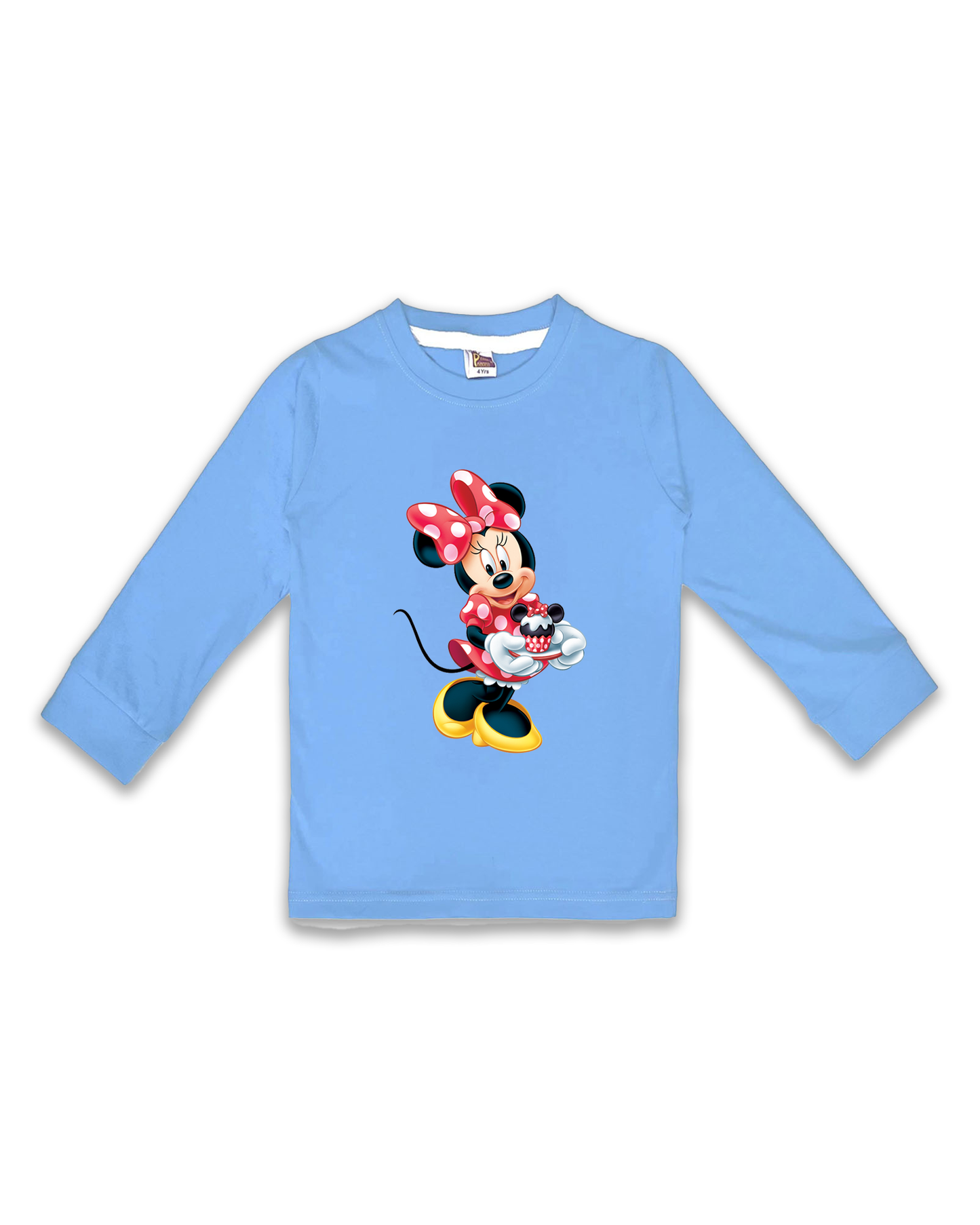 Kids’ Printed Full Sleeve Tees – Ice Blue Tees for Girls FTS0143