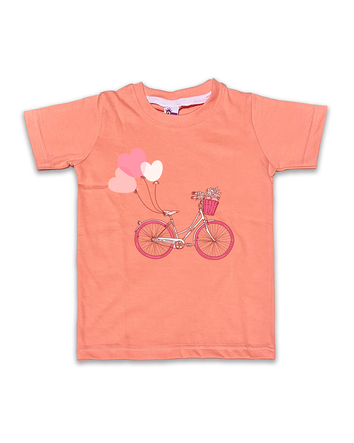 Kids’ Printed Half Sleeve Tees – Peach Tees for Girls FTS069
