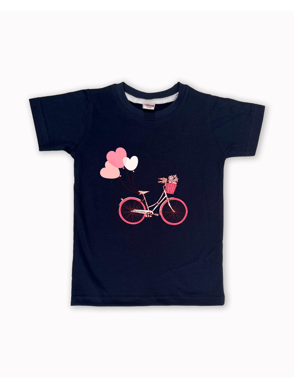 Kids’ Printed Half Sleeve Tees – Navy Tees for Girls FTS061