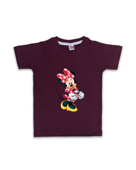 Kids’ Printed Half Sleeve Tees – Wine Tees for Girls FTS055