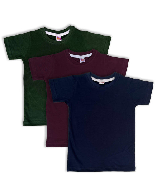 Plain T-Shirts Half Sleeve Pack of 3 (Navy,Wine & Dark Green) CTS07
