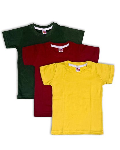 Plain T-Shirts Half Sleeve Pack of 3 (Yellow,Maroon & Dark Green) CTS08