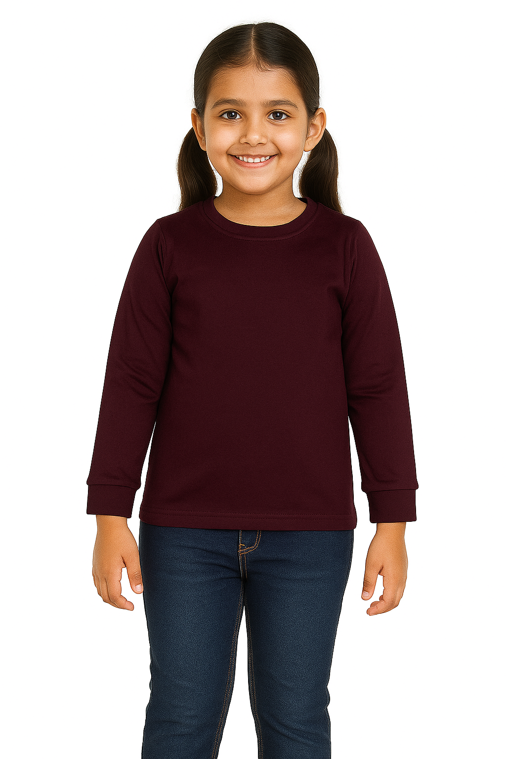 Kids Wine Full Sleeve Plain Tees – Comfortable Cotton Tee for Boys and Girls KTS05