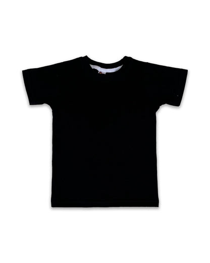 Kids Black Half Sleeve Plain Tees – Comfortable Cotton Tee for Boys and Girls KTS051