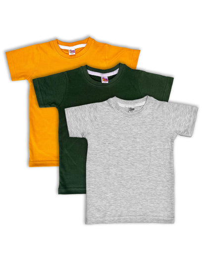 Plain T-Shirts Half Sleeve Pack of 3 (Melange,Dark Green & Mustard) CTS013