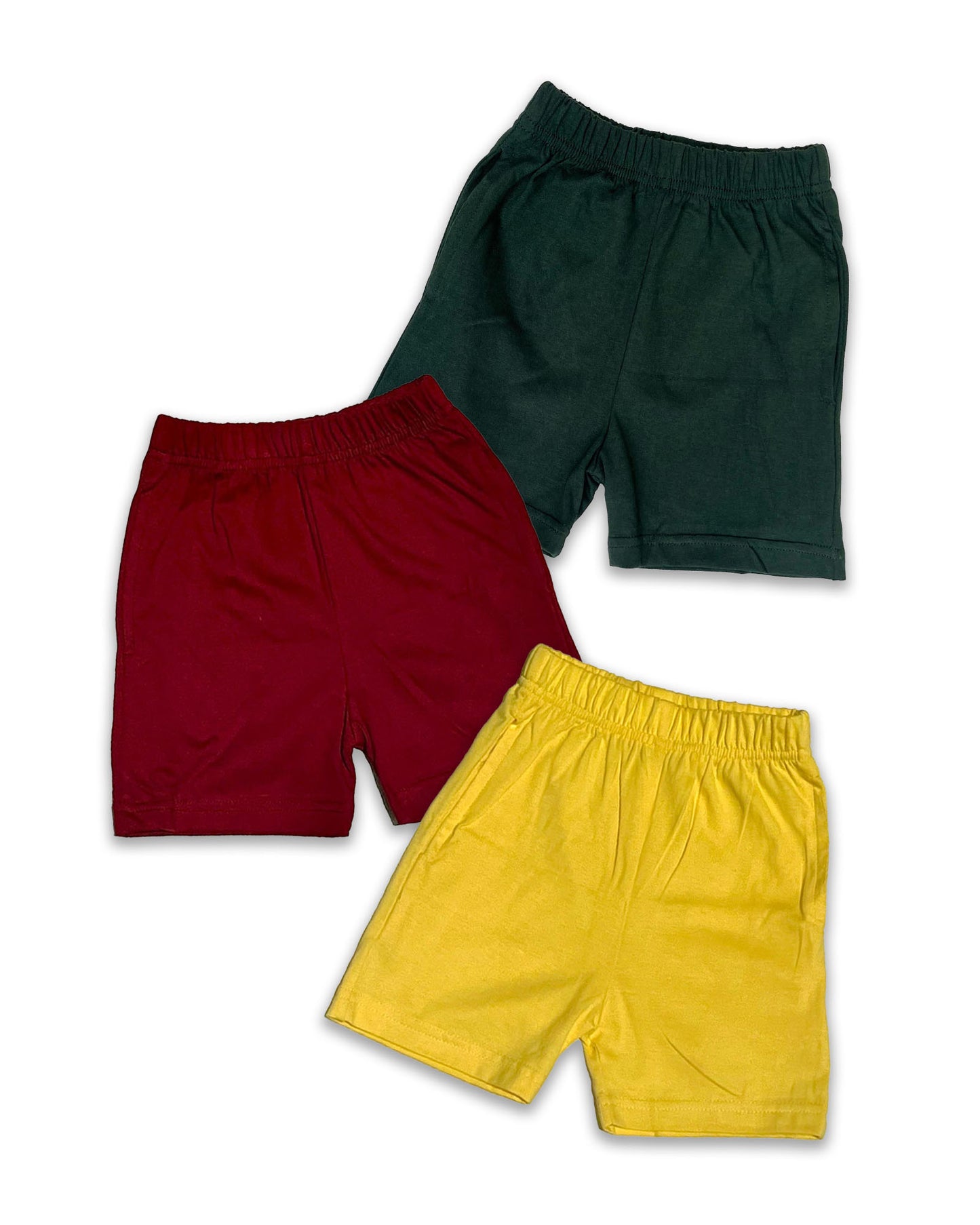 Plain Shorts Pack of 3 (Yellow,Maroon & Dark Green) KCS011