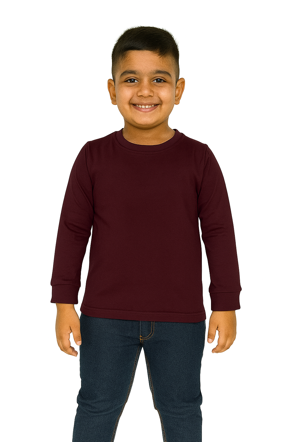 Kids Wine Full Sleeve Plain Tees – Comfortable Cotton Tee for Boys and Girls KTS05