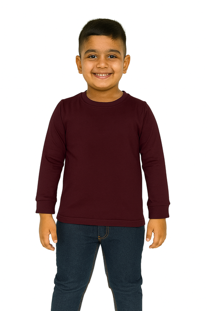 Kids Wine Full Sleeve Plain Tees – Comfortable Cotton Tee for Boys and Girls KTS05