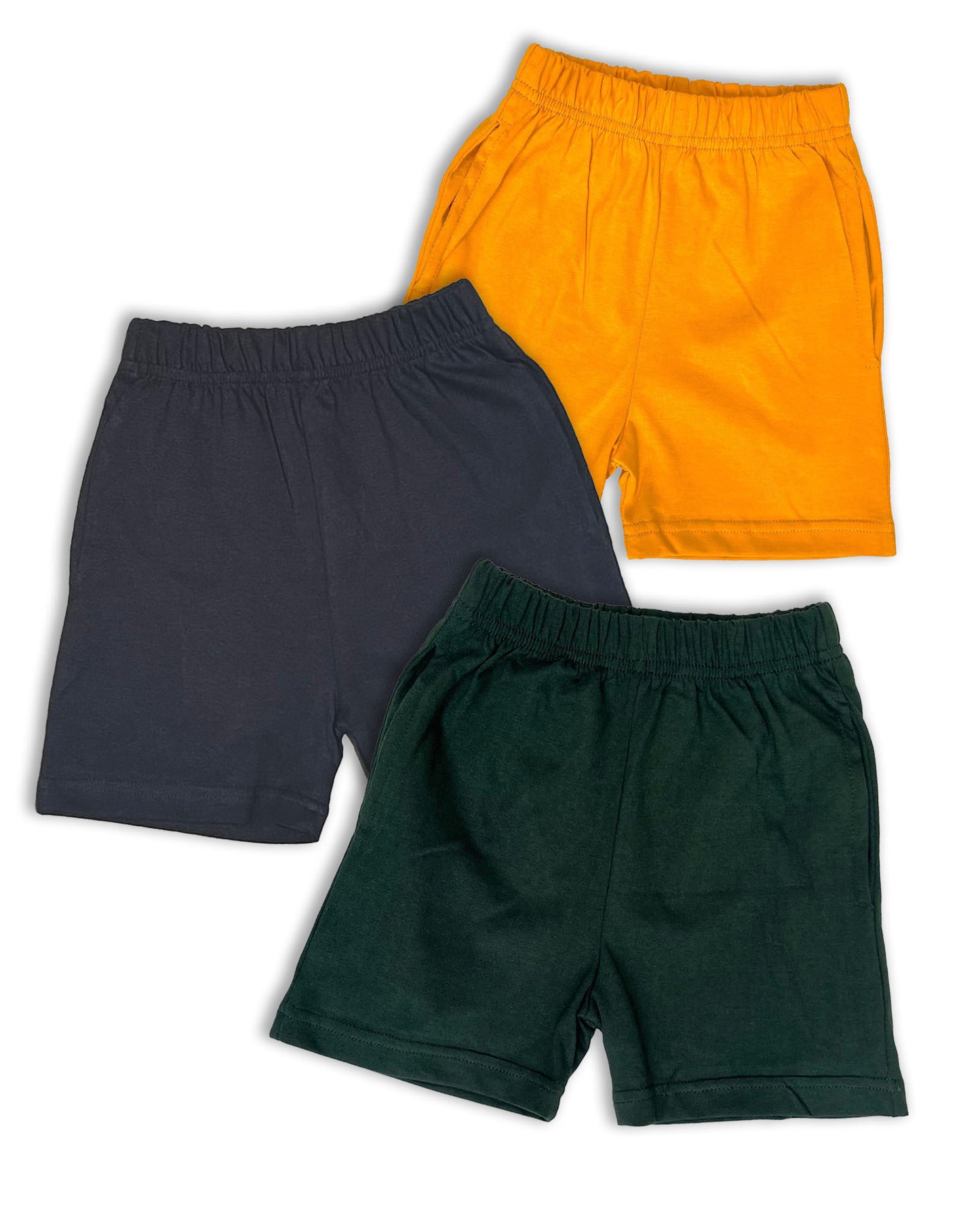 Plain Shorts Pack of 3 (Dark Green,Dark Grey & Mustard) KCS08