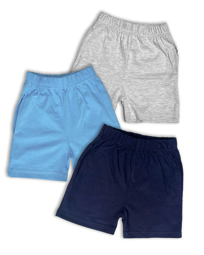 Plain Shorts Pack of 3 (Navy,Ice Blue & Melange) KCS05