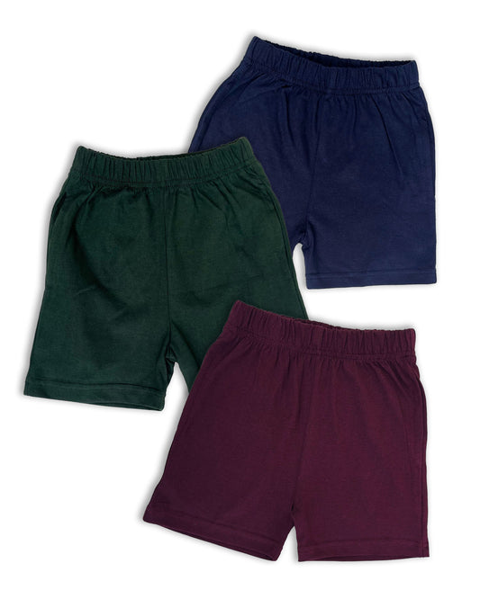 Plain Shorts Pack of 3 (Wine,Dark Green & Navy) KCS04