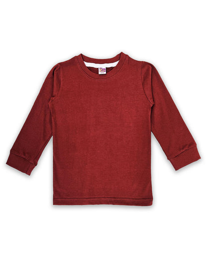 Kids Maroon Full Sleeve Plain Tees – Comfortable Cotton Tee for Boys and Girls KTS017