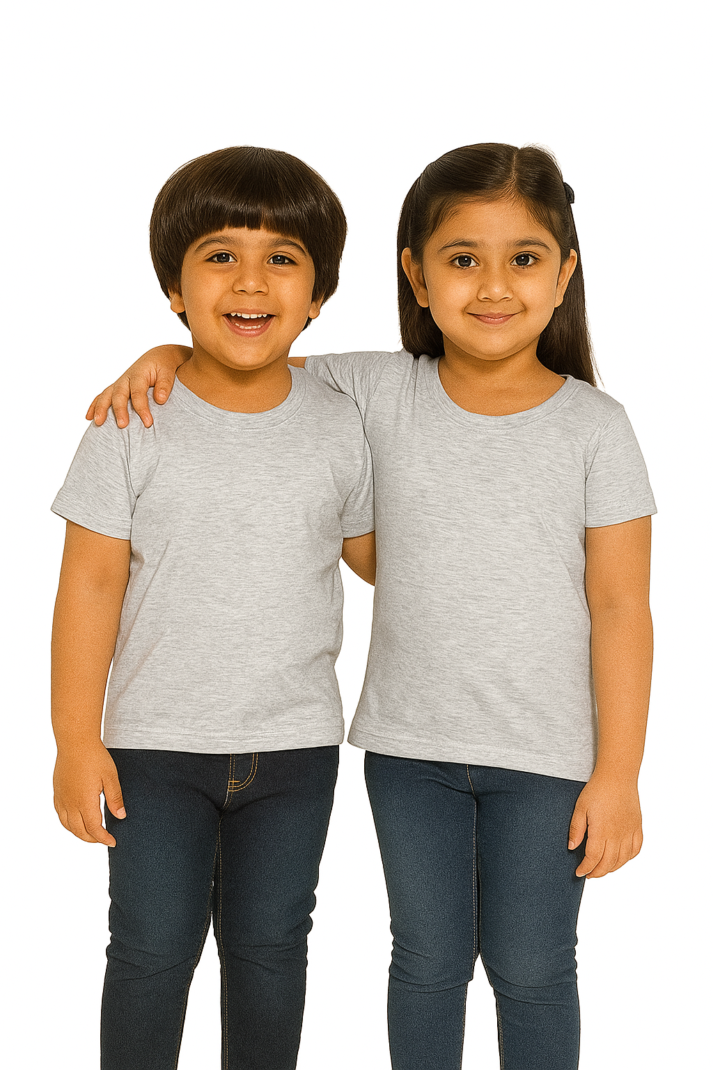 Kids Melange Half Sleeve Plain Tees – Comfortable Cotton Tee for Boys and Girls KTS050