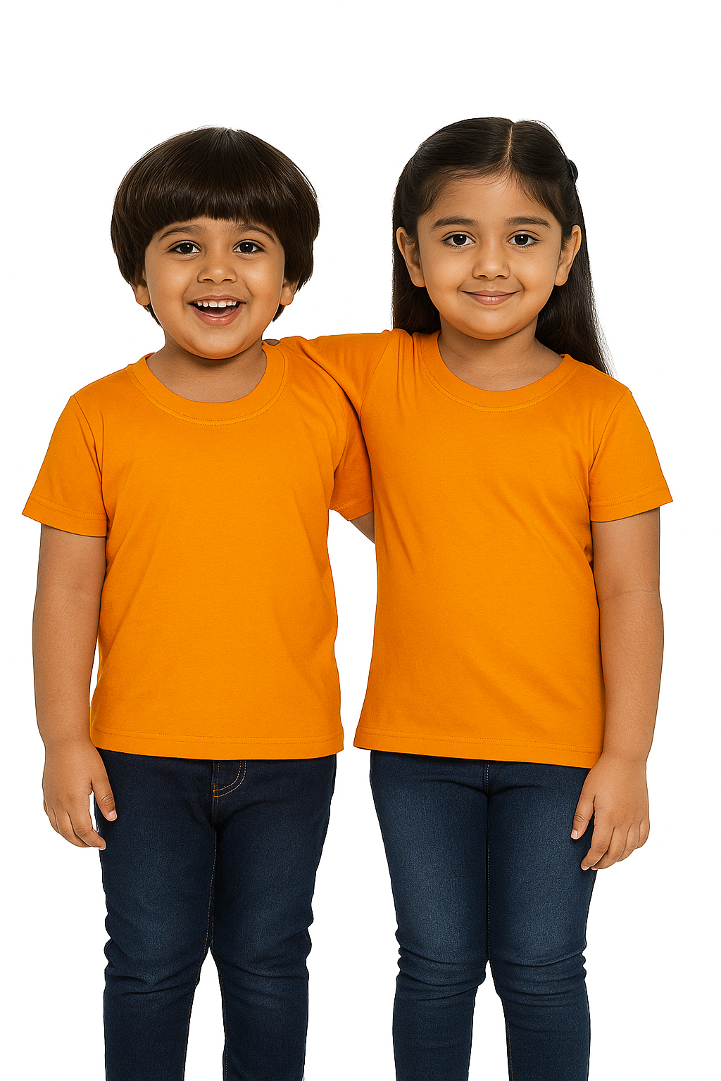 Kids Mustard Half Sleeve Plain Tees – Comfortable Cotton Tee for Boys and Girls KTS08