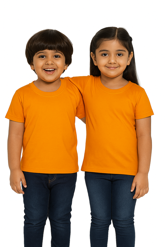 Kids Mustard Half Sleeve Plain Tees – Comfortable Cotton Tee for Boys and Girls KTS08