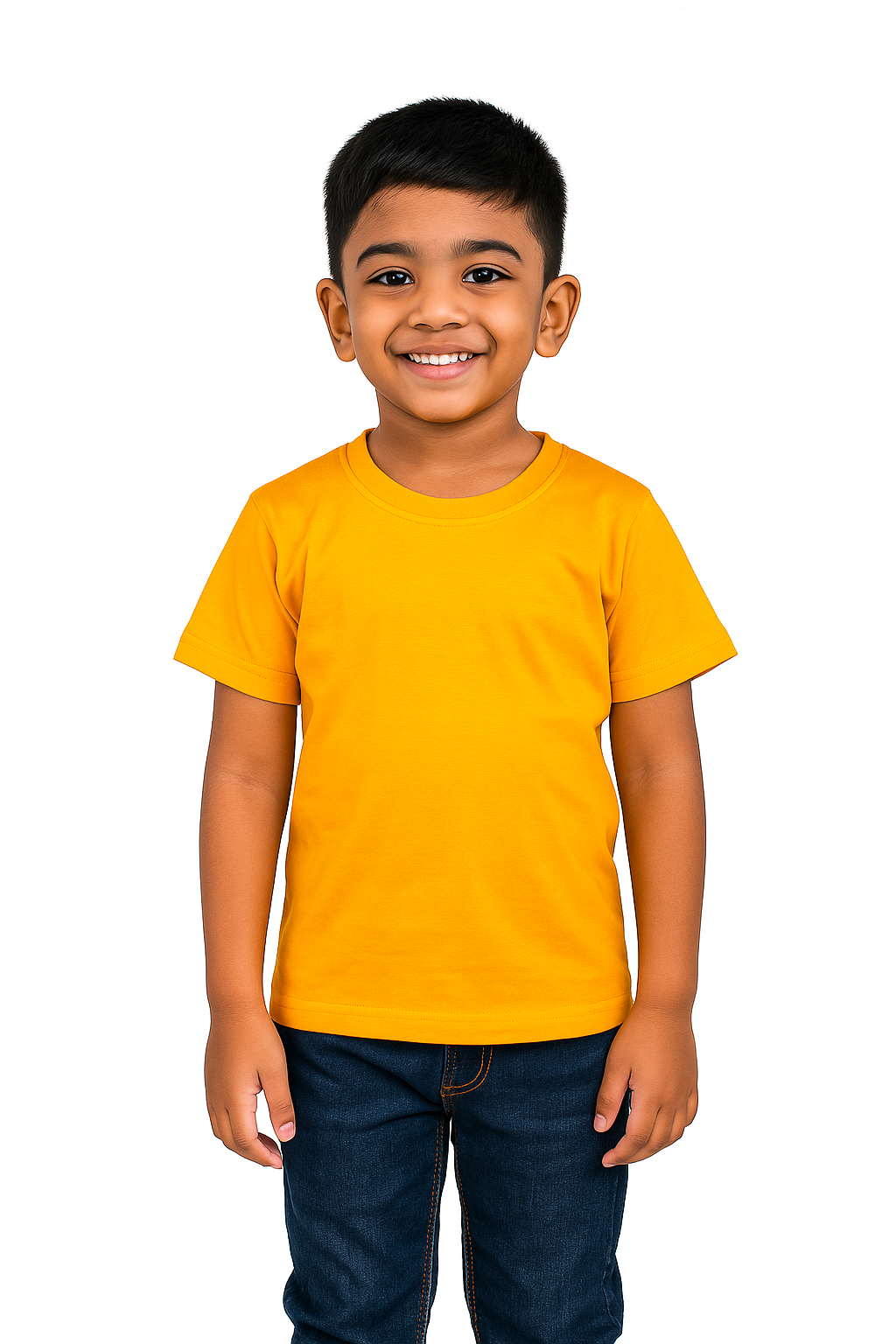 Kids Mustard Half Sleeve Plain Tees – Comfortable Cotton Tee for Boys and Girls KTS08