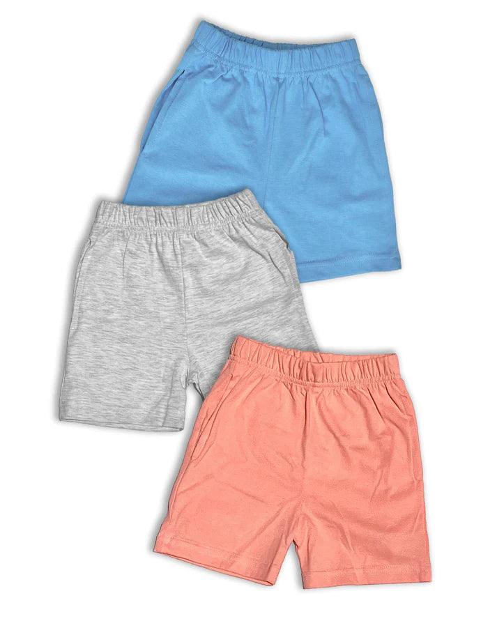 Plain Shorts Pack of 3 (Peach,Melange & Ice Blue) KCS01